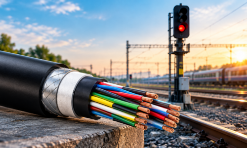 Cutaway Railway Cable at Sunset